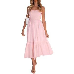 Summer Bohemian Floral Printed Strapless Long Maxi Dress